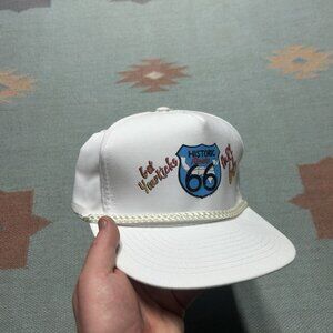 Vintage 90s strapback hat cap get your kicks on Route 66 white adjustable